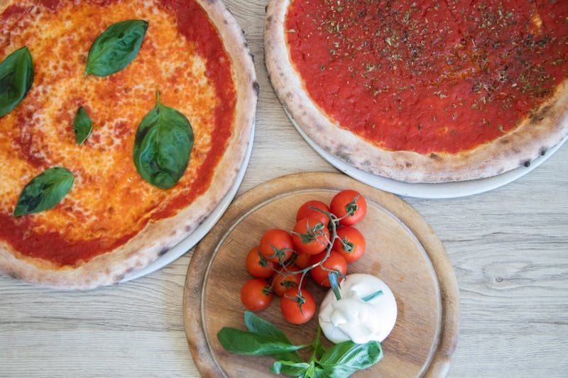 Classic cheese pizza with fresh mozzarella and basil